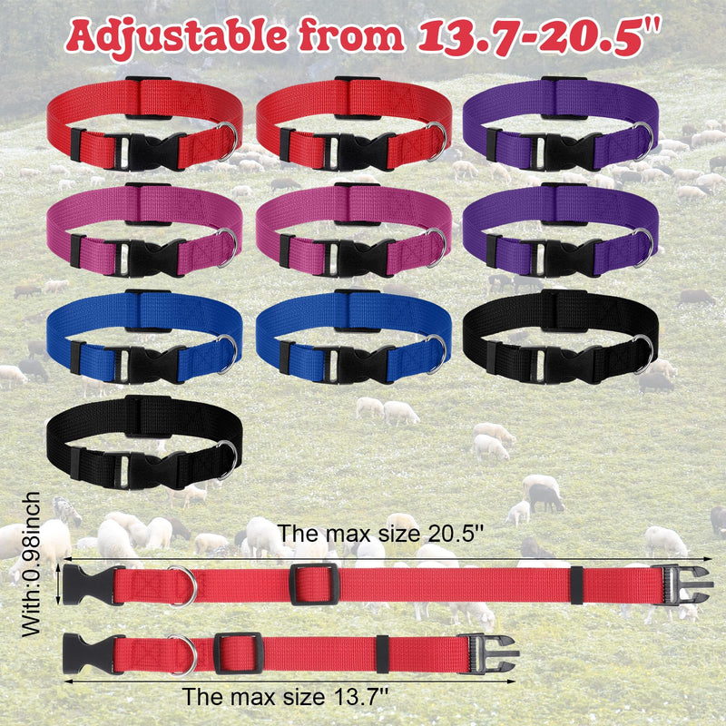 10 Pack Goat Collars with Bells, Horse Sheep Grazing Copper Bells and Adjustable Nylon Collar Set Pet Anti-Lost Loud Bronze Bell for Small Farm Animal Sheep Cow Accessories - PawsPlanet Australia