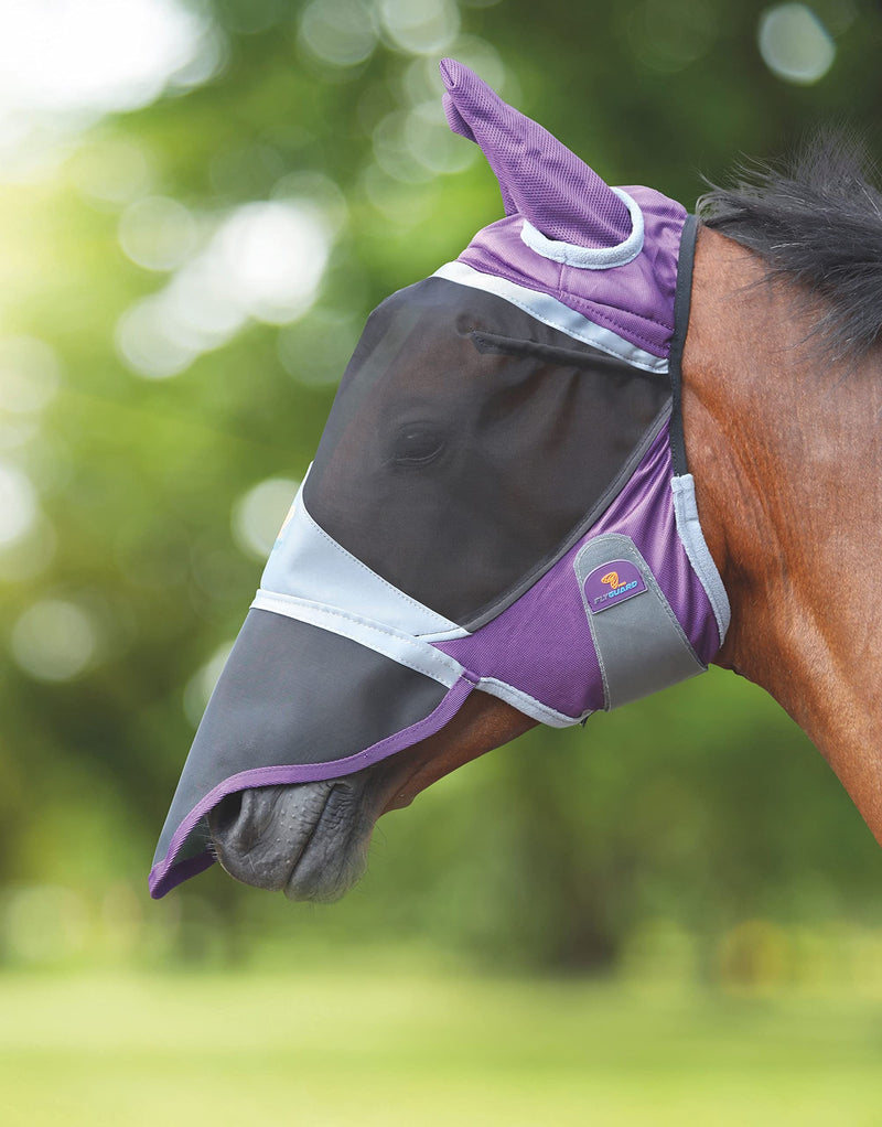 Shires Fly Guard Deluxe Fly Mask with Ears & Nose (Purple, Full)