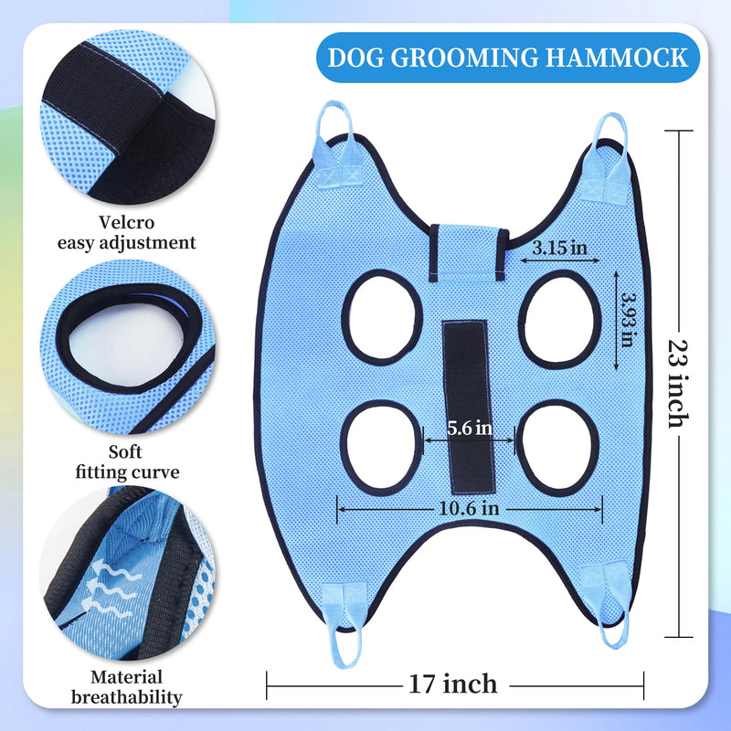 PatiencET Dog Grooming Hammock for Nail Trimming Pet Hammock for Small Dogs with Security Strap Cat Sling for Nail Clipping with Clippers Nail File and Pet Comb (Cerulean S) Cerulean - PawsPlanet Australia