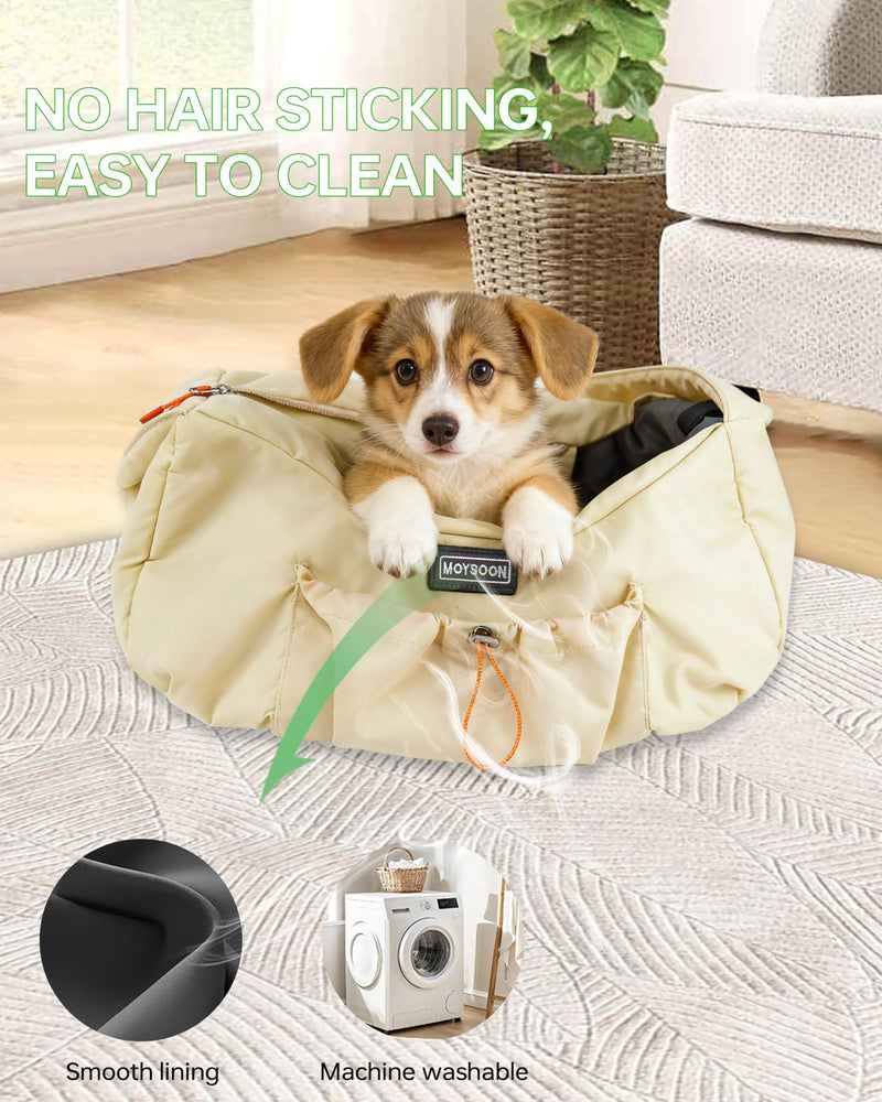 Puppy Carrier Sling - Widened and Thickened Shoulder Strap with Pocket, Adjustable Hands-Free Small Dog Carrier Sling for Outside and Daily Walks, for Small Dog and Cat 12 lbs, (Buff). Light yellow - PawsPlanet Australia