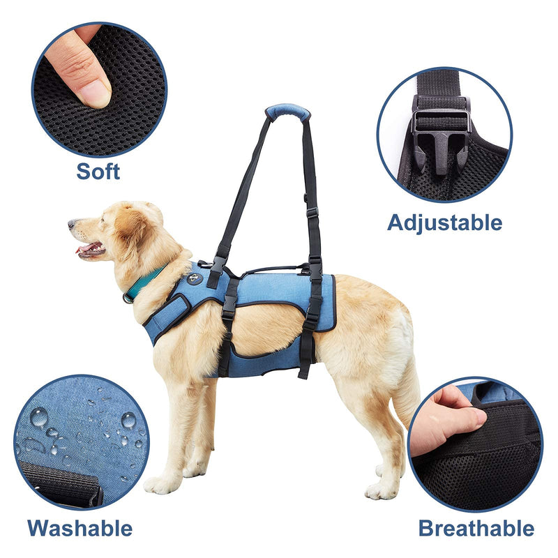 Coodeo Dog Lift Harness, Full Body Support & Recovery Sling, Pet Rehabilitation Lifts Vest Adjustable Breathable Straps for Old, Disabled, Joint Injuries, Arthritis, Paralysis Dogs Walk XLarge - PawsPlanet Australia
