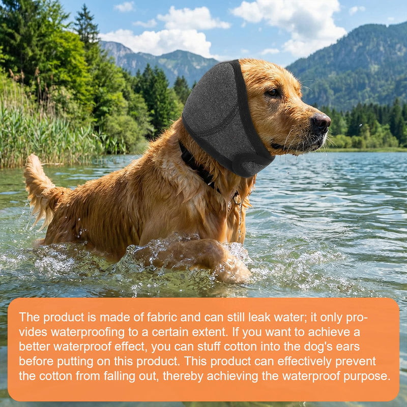 Dog Ear Protectors,No Shake Dog Ear Muffs for Anxiety Relief Noise Protection Bathing Grooming, Waterproof Dogs Ears Cover for Thunder Lightning Fireworks (S Size) Gray