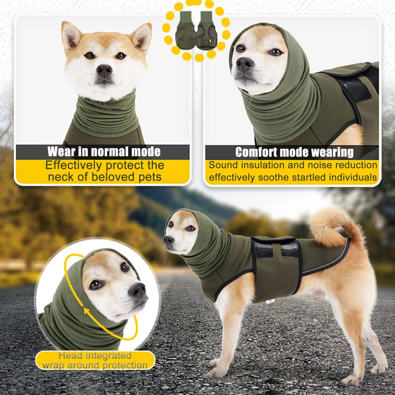 Dog anxiety jacket, 2-in-1Calming Anxiety Jacket for Dogs with Soft Ear Muffs, Reflective Strips for Thunder, Fireworks, Travel & Separation Anxiety, Relief Stress (M(Chest Girth:45-54CM)) M(Chest Girth:45-54CM)
