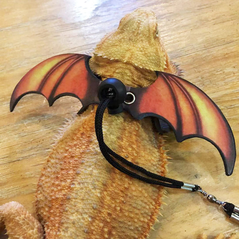 ADOGGYGO Bearded Dragon Lizard Leash Harness - Adjustable Cool Leather Wing Lizard Reptile Harness Leash for Bearded Dragon Lizard Reptiles (Orange)