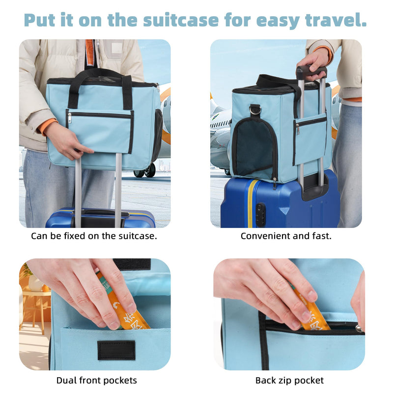 Cat & Dog Carrier for Pets Up to 15 Lbs, Airline Approved Soft-Sided Collapsible Pet Carrier for Cats & Dogs, Cat Carrier with Breathable Mesh, Padded Interior – Ideal for Car Rides, Daily Use(Blue) blue - PawsPlanet Australia