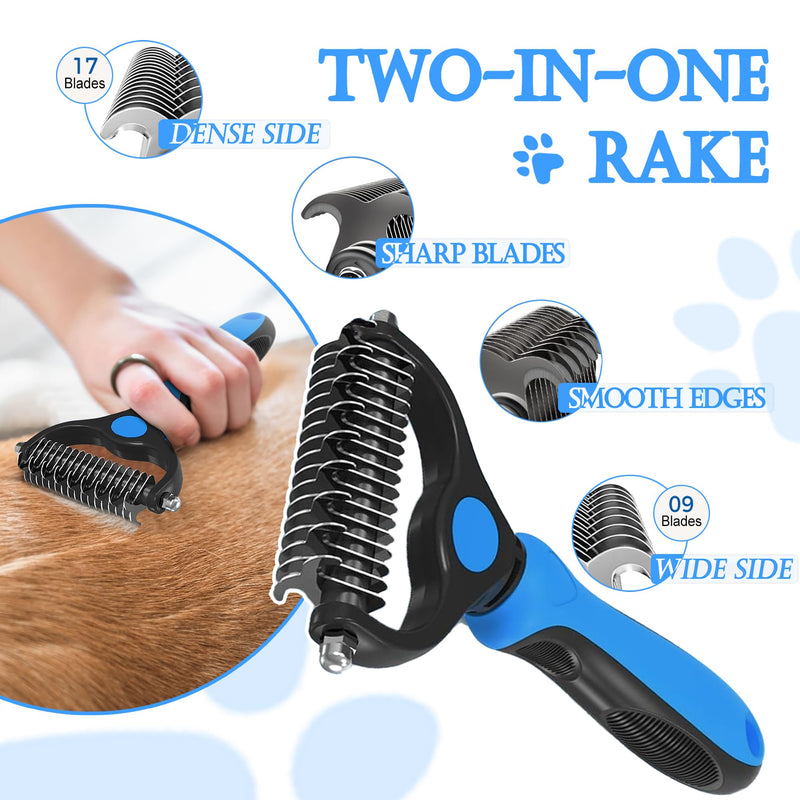 4 in 1 Pet Grooming Kit Dematting tool Stainless Steel Comb Deshedding Brush for Dog and Cat With Long Hair - PawsPlanet Australia