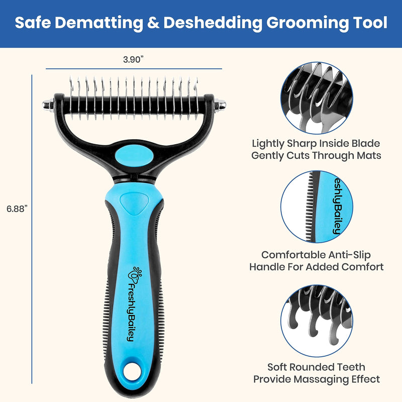 Dog and Cat Dematting Brush and Comb Set - Perfect For Grooming Long Haired Cats & Dogs - Detangle Pet's Coat & Prevent Painful Matting - PawsPlanet Australia
