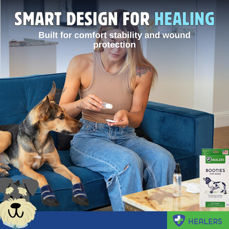 Healers PetCare Medical Dog Boots with Gauze Inserts – Protective Dog Booties for Injured Paws, Wound Care & Recovery - Breathable, Non-Slip, Adjustable Strap Closure (2-Booties) (Medium) - PawsPlanet Australia