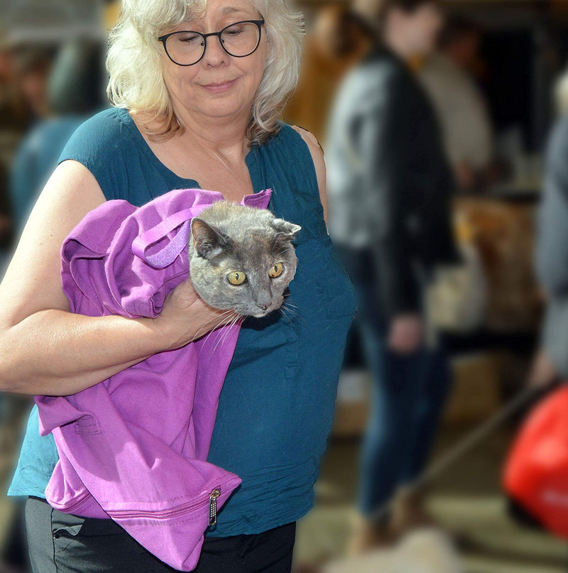 Cat-in-the-Bag Cozy Comfort Carrier - Large Lavender Pet Carrier and Cat Carrier Soft for Grooming, Vet Visits, Medication Administration, Dental Care, and Nail Trimming Large – 10 lbs. and up. - PawsPlanet Australia