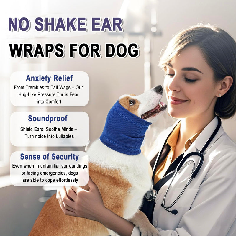Meifsou Dog Calming Head Wrap, No Shake Quiet Ears for Dogs Anxiety Relief, Original Ear Covers Pet Calming Hoodie for Thunder, Lightning, Fireworks, Vet Visits, High Stretch Ribbed Fabric, Blue S S(Head Circle:9.8"-16.1")
