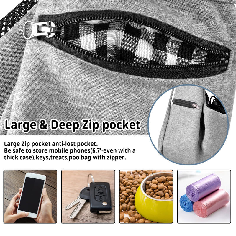 CUBY Dog and Cat Sling Carrier - Small Dog Carrier Sling with Adjust Strap & Zip Pocket, Hands Free Soft Dog Slings for Small Dogs Cats Puppy Pets Outdoor Travel Safety Purse Bag (Silver Grey) Navy Blue Adjust strap 1.0