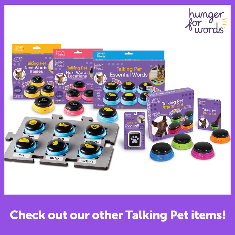 Hunger for Words Talking Pet Doorbell - 1 Piece Doorbell for Dogs, Doggie Doorbell, Perfect for Dog Potty Training, Talking Dog Buttons - PawsPlanet Australia