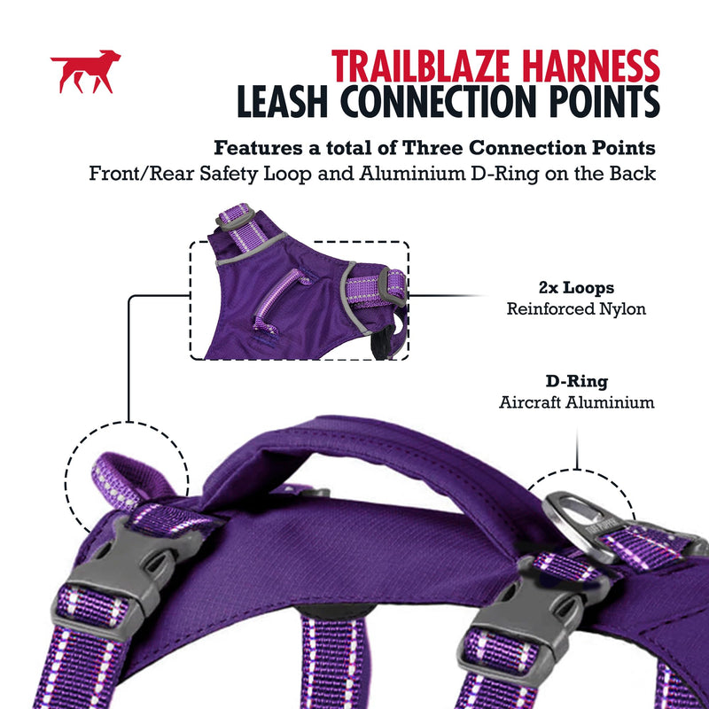 Tuff Pupper Escape Proof Dog Harness for Small Dogs | No Pull Lightweight Adjustable Harness | No Escape Multifunctional Outdoor Pet Gear | Strong Durable Breathable | Secure Comfortable Fit Deep Purple - PawsPlanet Australia