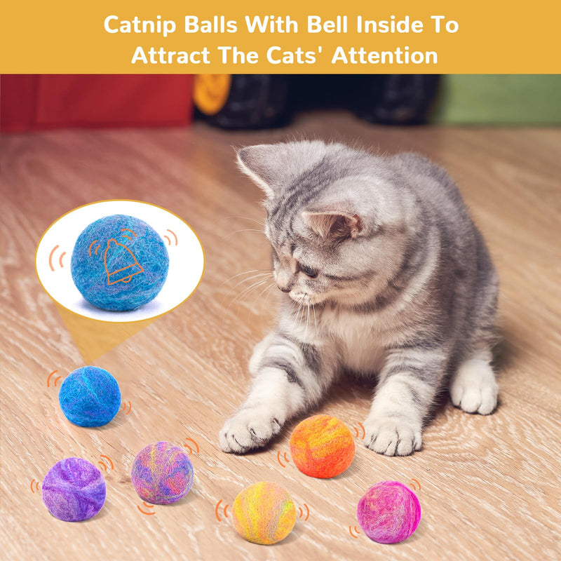 Retro Shaw Catnip Toys, Catnip Balls with Bell, Cat Toys with Silvervine and Catnip, Catnip Toys for Cats, Cat Toys for Indoor Cats, Cat Chew Toy, Cat Nip Toys for Cats Kittens Kitty, 6 Pack - PawsPlanet Australia
