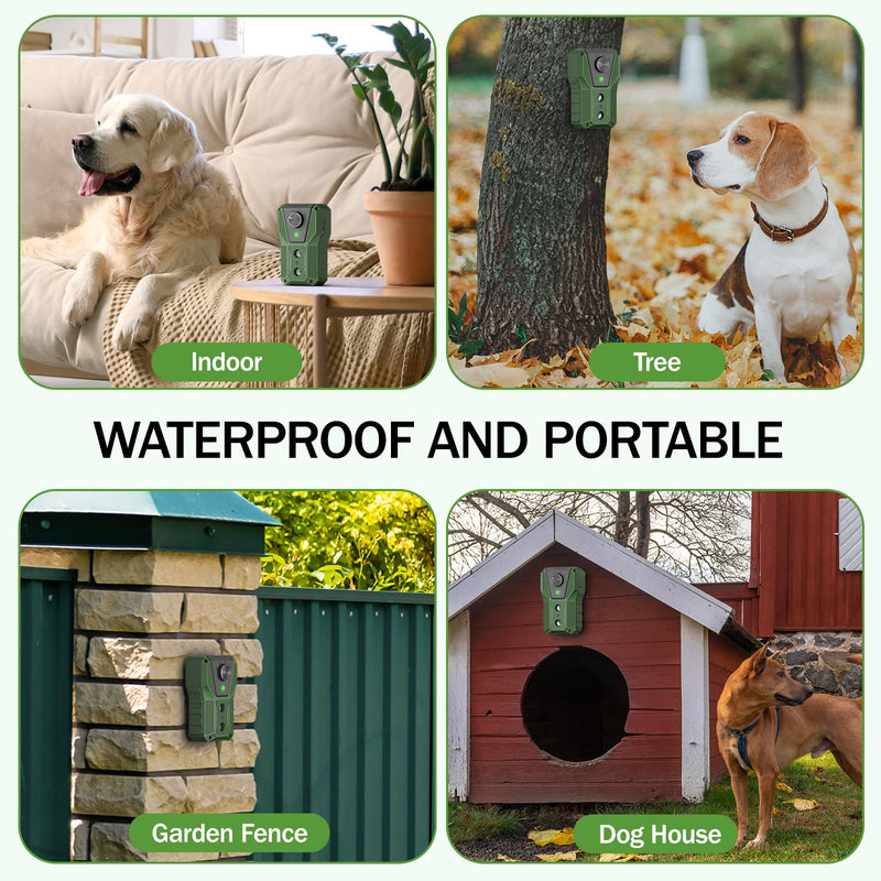 QHZ Solar-Powered Ultrasonic Bark Deterrent Device Solar and USB Charging Three-Mode Ultrasonic Bark Control Unit Suitable for Home/Garden/Farm Waterproof Outdoor Dog Bark Control Device (Green) Green - PawsPlanet Australia