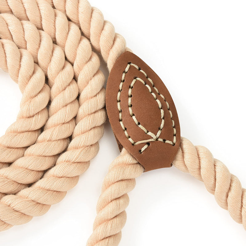 Mile High Life Dog Leash | Braided Cotton Rope Dog Leashes with Leather Tailor Tip | 4 Feet Dog Leash w Heavy Duty Metal Clasp | Wedding Dog Leash (Light Brown, 48 Inches) 48 Inch (20lb-100lb) Cotton Handle-Light Brown - PawsPlanet Australia