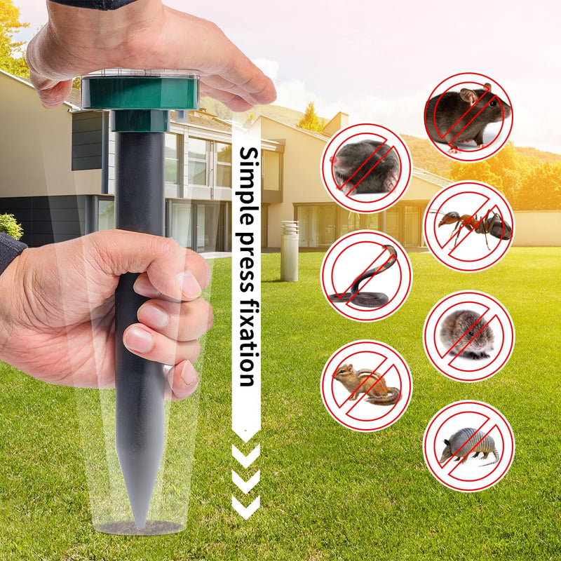 Green 8 Mole Repellent for lawns Gopher Repellent Ultrasonic Solar Powered Snake Repellent Deterrent Mole Repeller Vole Repellent Outdoor Lawns Garden Yard All Pests Sonic Spikes Stakes Chaser upgrade - PawsPlanet Australia