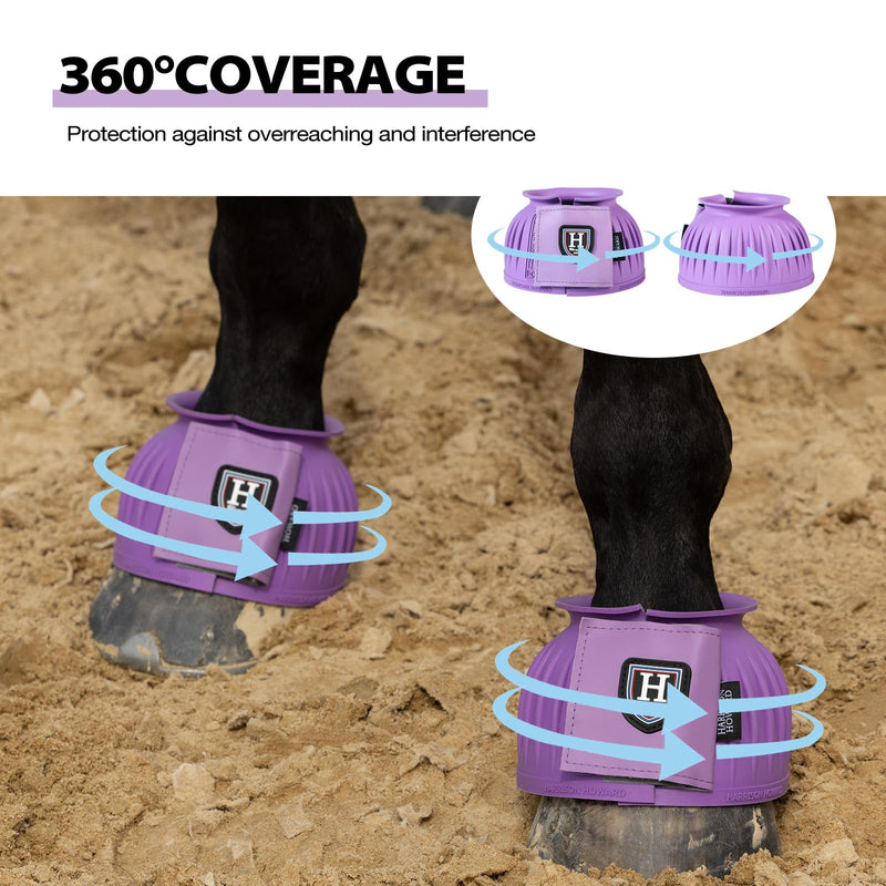 Harrison Howard Rubber Bell Boots Leather Touch-Close Overreach Boots Hoof Protection for Horses Sold in Pairs Violet L - PawsPlanet Australia