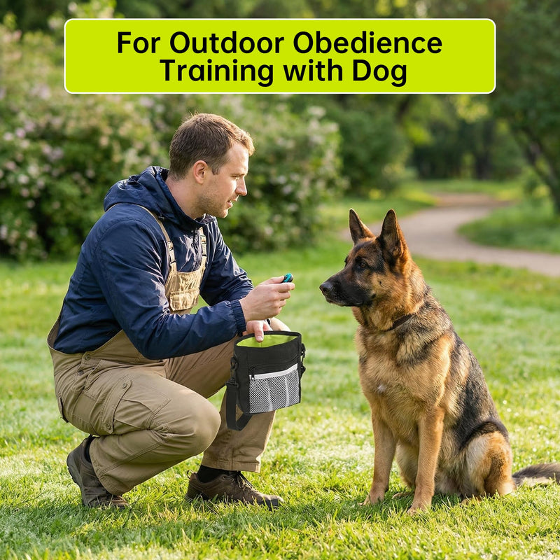 2Pack Dog Training Treat Pouch for Pet Training, with 2 Dog Training Clicker, Drawstring Closure, Hands-Free Dog Walking Bag with Poop Bag Dispenser, 7x5.5x2.7
