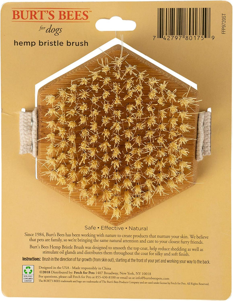 Burt's Bees for Pets Palm Brush with Hemp Bristles - Ergonomic Dog Brush To Groom Large Dogs - Easy to Hold Handle Reduces Stress On Your Wrist - Ideal for Daily Grooming - 2 Pack Brown 2 Count