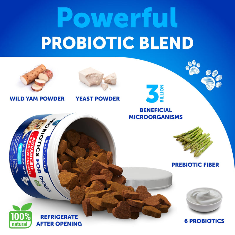 Probiotics for Dogs - Support Gut Health, Itchy Skin, Allergies, Immunity, Yeast Balance - Dog Probiotics and Digestive Enzymes with Prebiotics - Reduce Diarrhea, Gas - 120 Probiotic Chews for Dogs 120 Treats