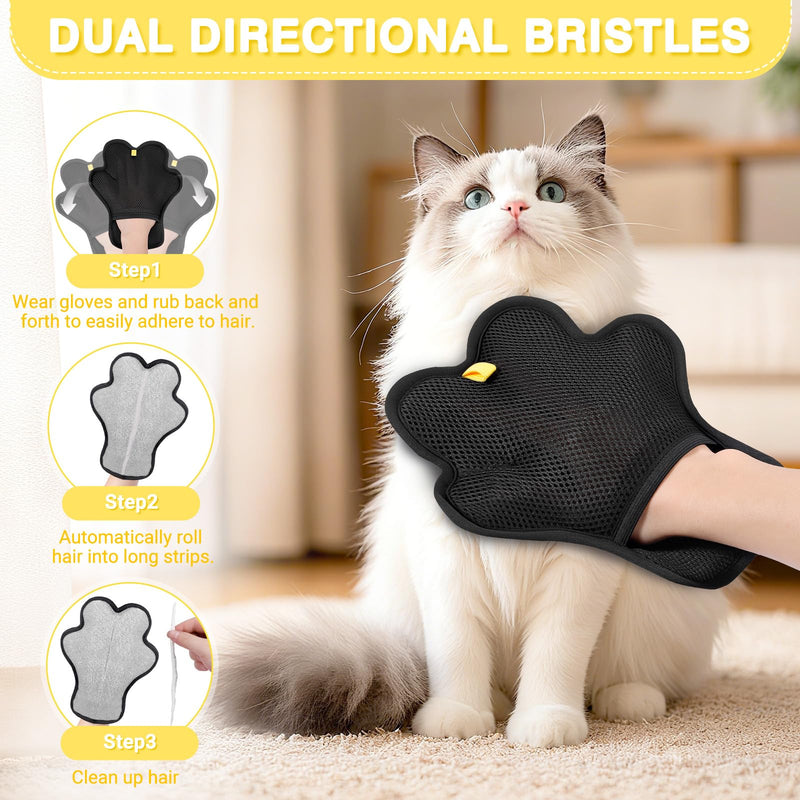 2PCS Pet Hair Removal Glove for Cats and Dogs,Upgrade Reusable Electrostatic Magic Brush Pet Hair Removal Grooming Gloves Tool for Furniture, Bed Sheets,Couch,Clothes,Carpet,Car Seat (2) 2 - PawsPlanet Australia