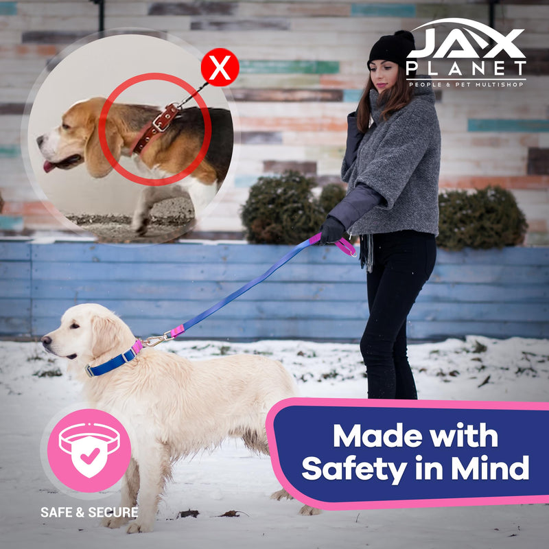 Jelly Waterproof Martingale Dog Collar, No Pull Nylon Collar with Alloy Metal Buckle & D-Ring for Outdoor Training and Walking, Anti Pull, Escape Free, One Time Adjustment - Blue & Rose, L Collar:(L)Neck:18.0"~22.8" Collar:Blue-Rose