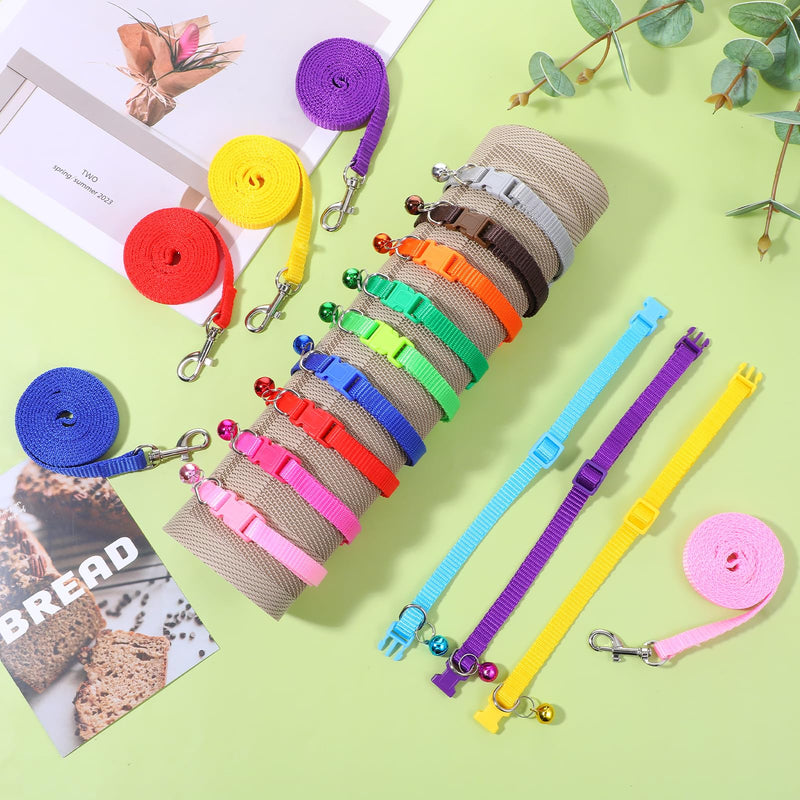 48 Pcs Dog Collar and Leash Set, Polypropylene Adjustable Puppy Collars for Medium Dogs Small Pet Puppy Walking Training with Hook and Buckle(Multicolor,Solid Pattern) - PawsPlanet Australia