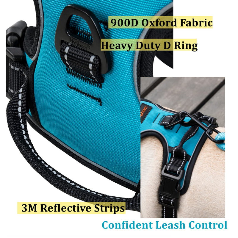 Coohom No Pull Dog Harness with Handle and Two Leash Attachments,Adjustable Outdoor Pet Harness with Reflective Oxford Material for Small Medium Large Dogs (XL, Blue 2022) XL - PawsPlanet Australia