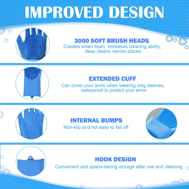Pet grooming gloves,Dog washing gloves with High-Density Teeth with Five Finger Design to bathing and Massage for Dog Blue - PawsPlanet Australia