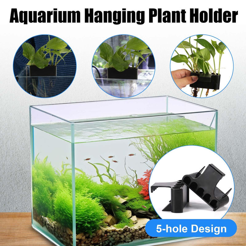2pcs Aquarium Plant Holder, 5 Holes Top Rimmed Aquarium Floating Planter Box Plastic Aquatic Plant Cup Holder Hanging Aquarium Plant Basket Rack Stand Hanger Accessory for Fish Tank Decorations - PawsPlanet Australia