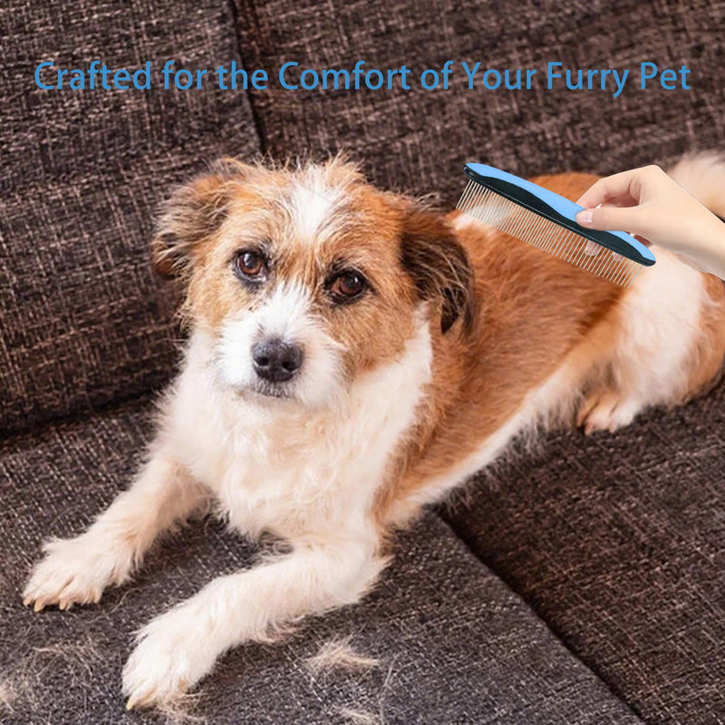 Pet Grooming Rake - Blue Deshedding Comb with Grooming Comb for Dogs and Cats,Double-Sided Dematting Tool,Extra-Wide Deshedding Dog Brush for Long Hair to Effectively Remove Tangles,Knots and Mats - PawsPlanet Australia