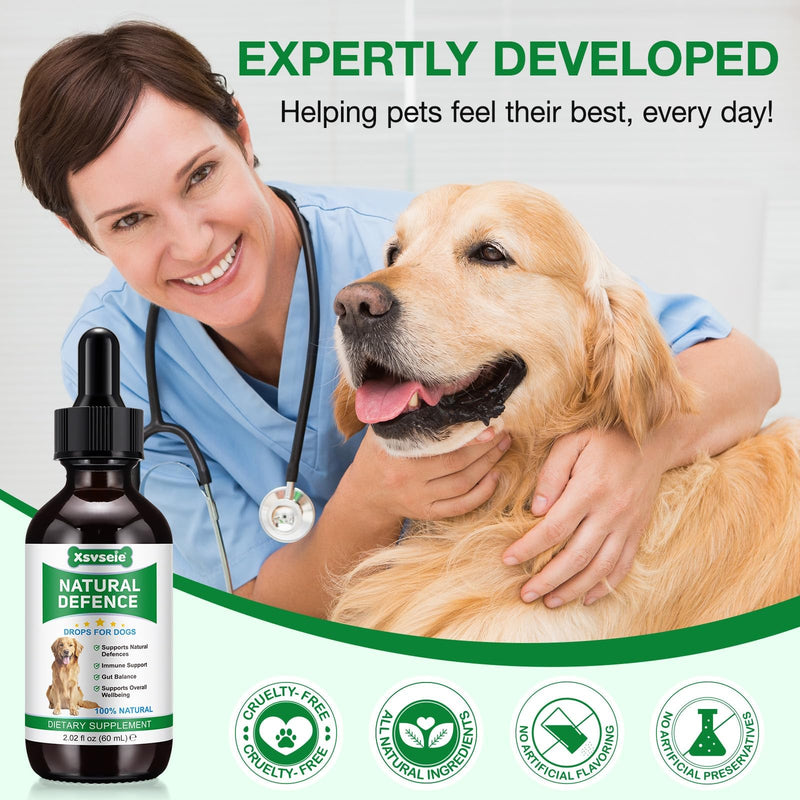 Antibiotics for Dogs, Dog Antibiotics, Natural Antibiotics for Dogs Immune Drops Help Supports Allergies, Itching, Coughs, Skin, Bacon Flavor (1 Pack) 1 Pack