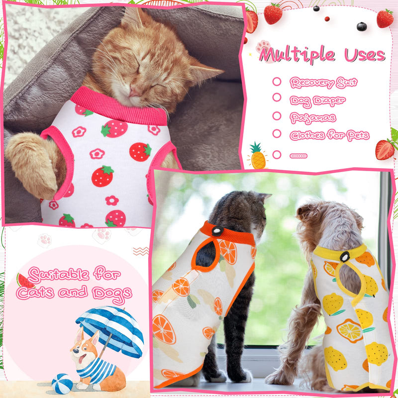 3 Pieces Cat Recovery Suit Kitten Recovery Suit E-Collar Alternative for Cats and Dogs Abdominal Skin Anti Licking Pajama Suit (Fruit Pattern,Medium) Fruit Pattern Medium - PawsPlanet Australia