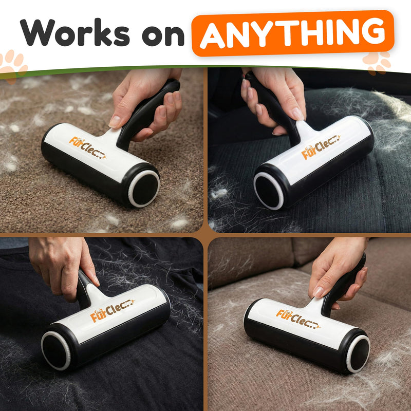 FurClean Pet Hair Removal Roller - Reusable Lint Roller for Pet Hair with Self-Cleaning Chamber - for Dog & Cat Fur on Couch, Carpet, Clothing, Bedding - Portable, Quiet, Eco-Friendly - No Refills - PawsPlanet Australia