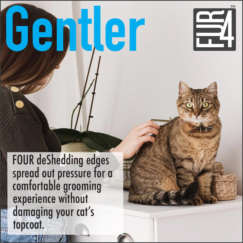 FUR4 deShedding Cat Brush for Short Hair Cats – Pet Hair Brush with 4 Carbon Fiber Edges – deShedding Tool Removes Loose Fur – Gentle & Effective Cat Grooming Brush for Shedding - PawsPlanet Australia