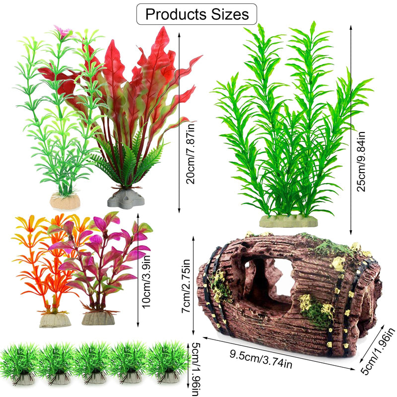 FUNOJOY Broken Barrel Fish Tank Decor - 11pcs Artificial Plants Aquarium Accessories Fish Tank Ornaments for Betta Fish Cave Hide Tank Decorations A-1 - PawsPlanet Australia