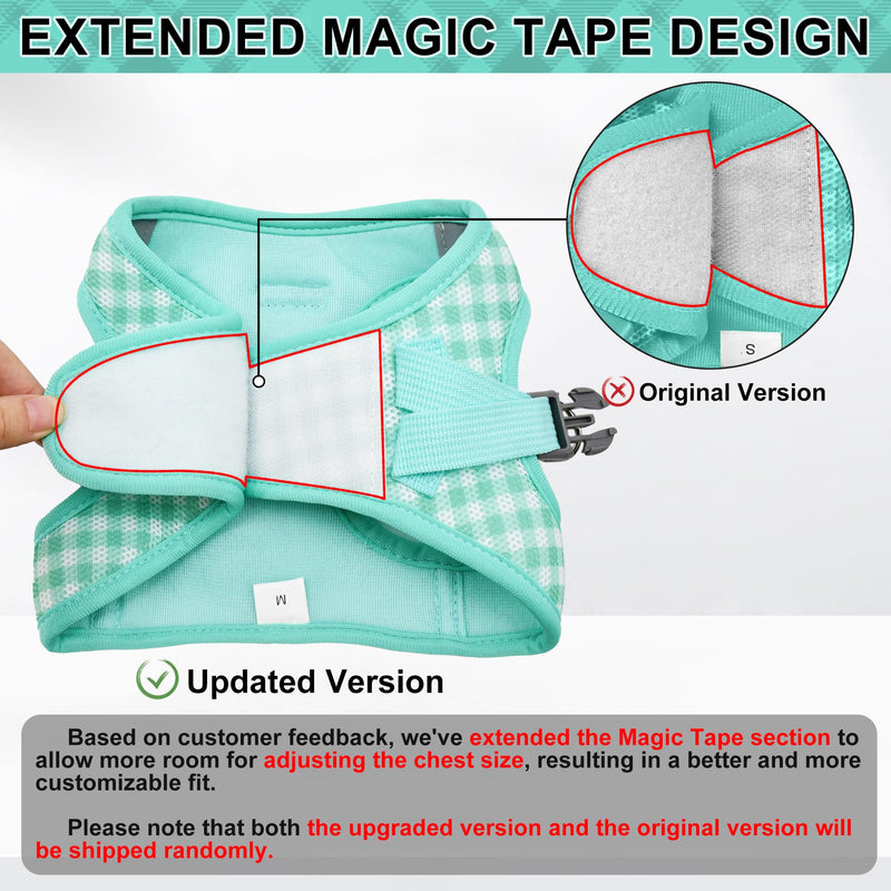 AIITLE No Pull Dog Harness and Leash Set, Step in No Chock Soft Mesh Dog Harnesses Reflective for Extra-Small Puppy Dogs and Cats, Plaid Dog Vest Harness for Pets Turquoise XXS - PawsPlanet Australia