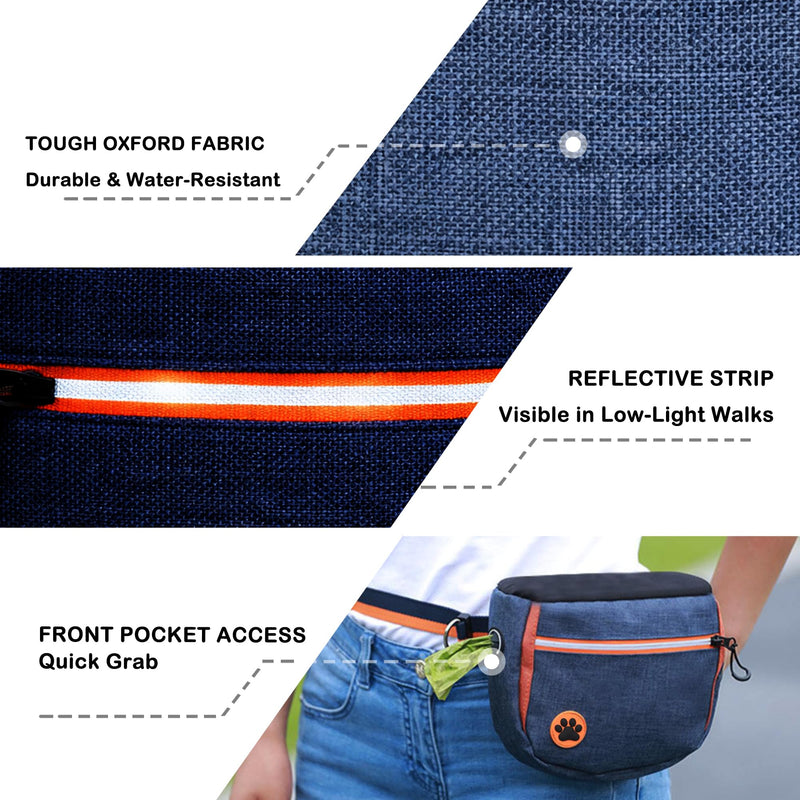 Dog Treat Pouches Bag for Training – Removable Liners, Large Opening Capacity Treat Bag with Clicker, Training Guide, Waist Strap Clip Treat Fanny Pack for Dog Training and Walking