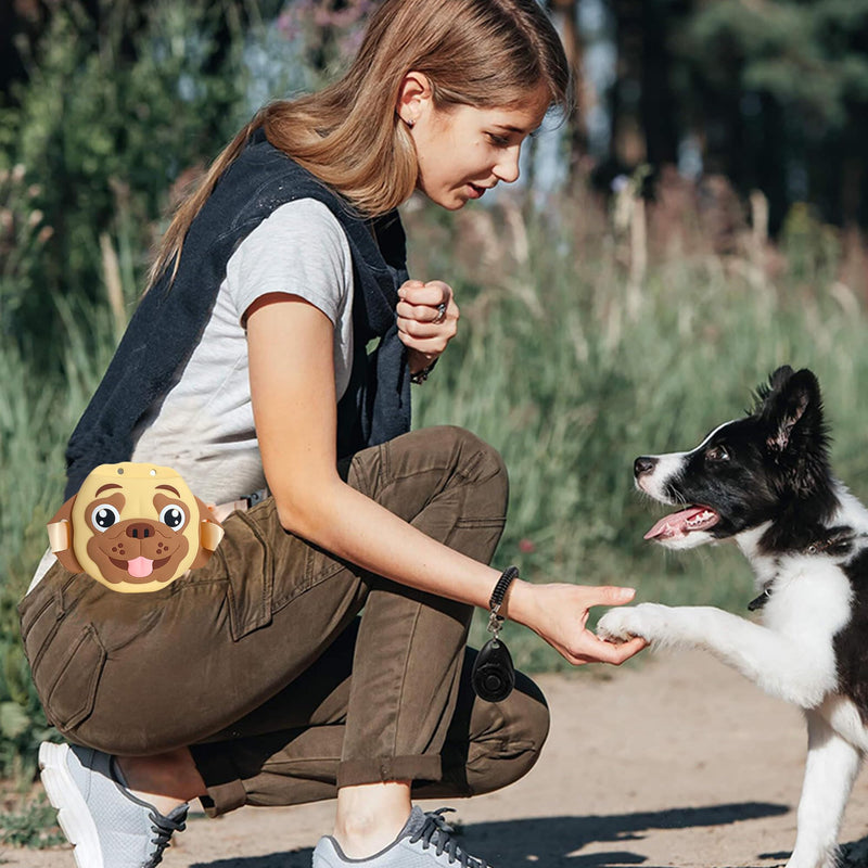 Jongdari Silicone Dog Treat Pouch with Training Clicker, Puppy Walking Treat Snack Pouch Bait Bags Holder Carrier for Pet Training with Waist Belt, 4 Magnetic Closure (French Bulldog) French Bulldog - PawsPlanet Australia