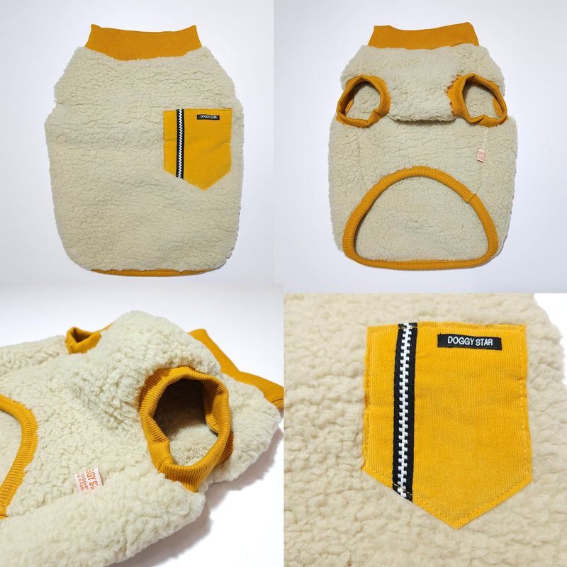 French Bulldog Clothes for Dogs Cozy Warm Fleece Cold Weather Coat Pocket Sweater Fall and Winter (XL,B Mustard Pkt) Pocket Warm Fleece XL - PawsPlanet Australia