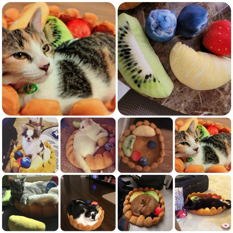 Fashion Pet Cushion Bed Detachable Updated Version Winter Plush Nest Kennel Lovely Tart Warm Comfortable Extended Dog Mat Pad Cat Mat (Tart-Large) tart large - PawsPlanet Australia