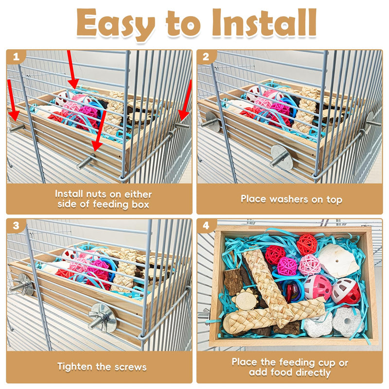 BNOSDM Bird Foraging Toys Box Colorful Parrot Foraging and Shredding Toy Boxes Natural Bird Toy Wooden Birds Chewing Toys for Parakeet, Conure, Cockatiel, Budgies, Lovebirds (Small) 7.87x 5.9x 1.57in - PawsPlanet Australia