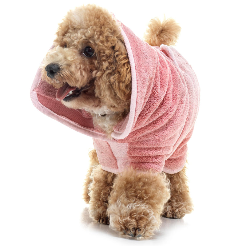 Luxurious Dog Bathrobe - Double Layer Dog Robe - Dog Drying Coat Dries Your Dog in Minutes, Super Absorbent Dog Bath Towel & Ultra Soft Dog Bath Robe in 1 Dog Towel Robe (M, Dusty Pink) M - PawsPlanet Australia