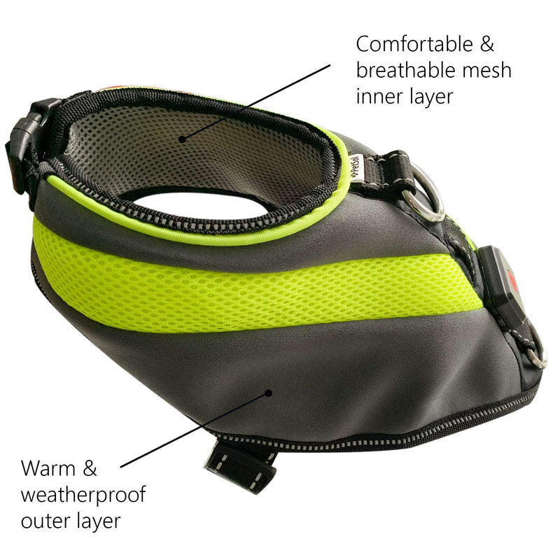 PetSol Ultra Bright LED Dog Harness Coat USB Rechargeable Lithium Battery. Warmth & Protection During Winter. Extra Visibility & Safety (Small) Small - PawsPlanet Australia