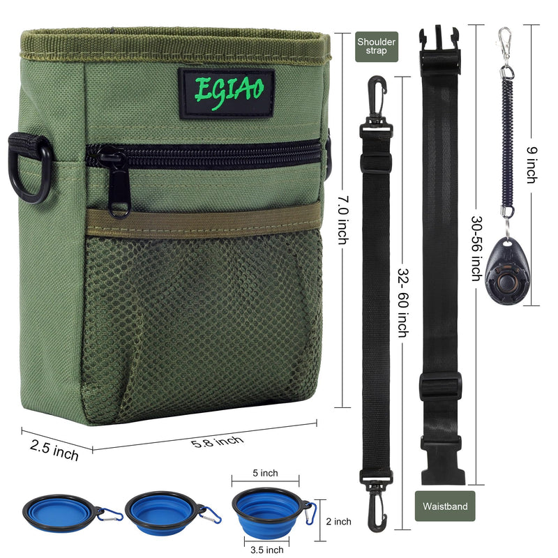 Dog Treat Pouch 2.0, Treat Pouches for Pet Training,Built-in Poop Bag Dispenser,Waist Belt Clip, Puppy Treat Pouch with Magnetic Closure - Green - PawsPlanet Australia