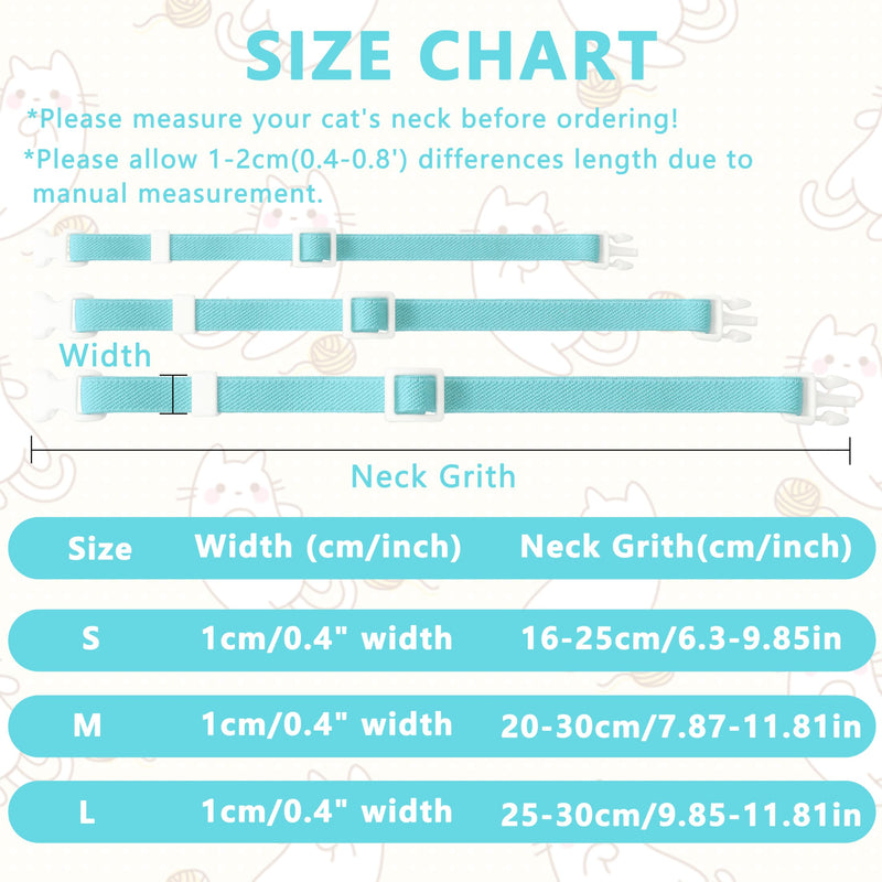 Elastic Cat Collar, Stretch Cat Collar Quick Release, Bright Colors Safety Kitten Collar Adjustable Collar for Kittens, Lightweight Soft Polyester Collars for Boy Girl Cats (Lightblue,S) Small Lightblue - PawsPlanet Australia