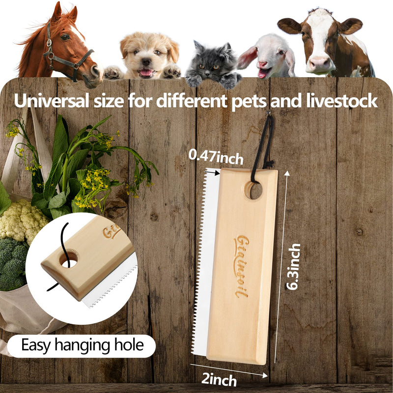 Brush for Shedding - Horse Brush Scraper Shedding Grooming Tool, Dog Undercoat Short Long Hair Brush Comb for Large Pets Horses, Cattle, Cats,Dogs Fur & Dirt,Wooden Handle Stainless Steel Shed Blade - PawsPlanet Australia