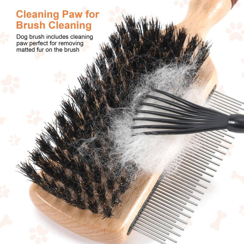2 IN 1 Pin And Boar Bristle Brush for Dogs & Cats, Shedding Grooming Dog Brush for Short Haired Dogs, Cats, Pets with Beech Wood Rubber Handle - PawsPlanet Australia