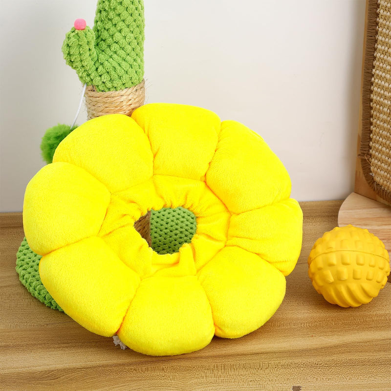 ifundom Soft Cat Collar Donut Style Made of Plush Adjustable Size 17-27cm Comfortable Recovery Neck Collar for Kittens and Cats up to 4.5kg Yellow